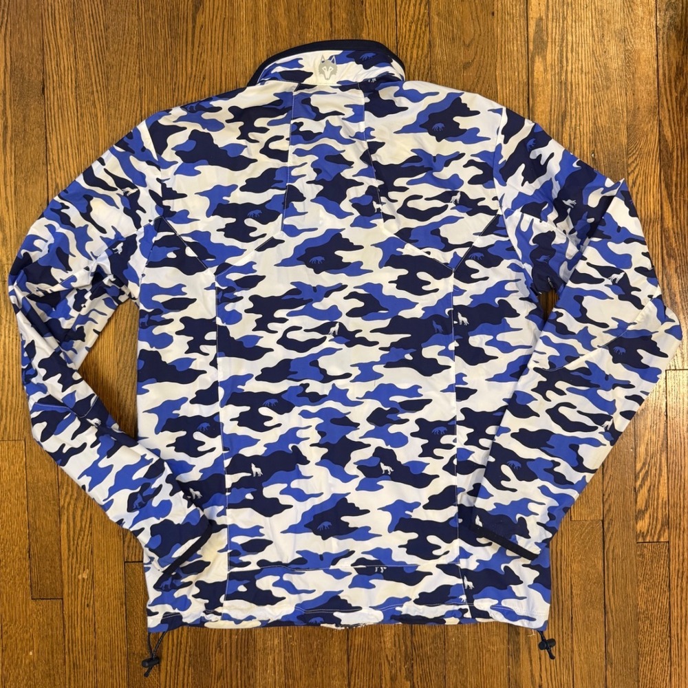 Greyson Clothiers Mens Blue Wolf Camo Full Zip Golf Jacket Small Mock Neck - Picture 4 of 8